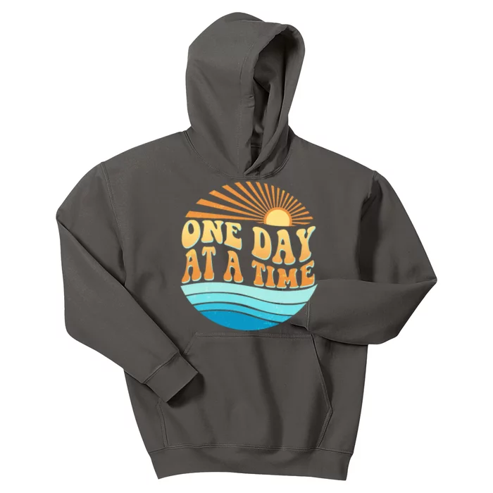 Retro 1960s 70s One Day At A Time Mental Health Awareness Kids Hoodie