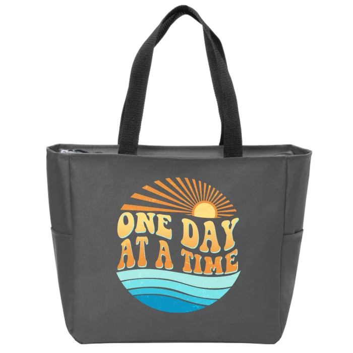 Retro 1960s 70s One Day At A Time Mental Health Awareness Zip Tote Bag