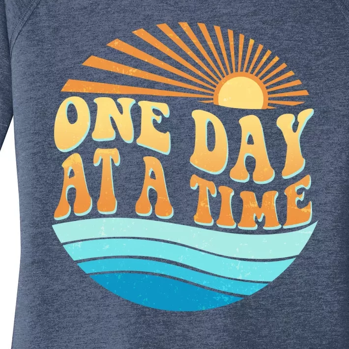 Retro 1960s 70s One Day At A Time Mental Health Awareness Women's Perfect Tri Tunic Long Sleeve Shirt