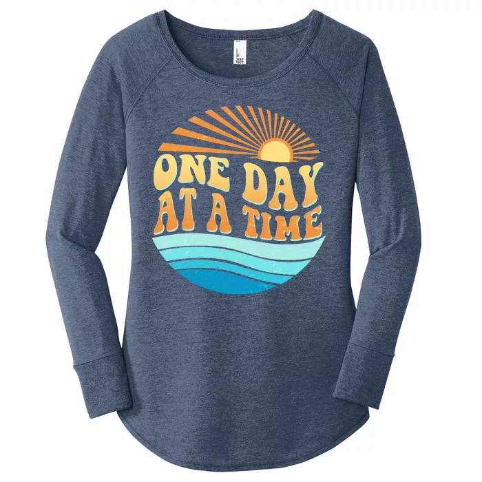 Retro 1960s 70s One Day At A Time Mental Health Awareness Women's Perfect Tri Tunic Long Sleeve Shirt