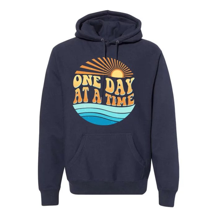 Retro 1960s 70s One Day At A Time Mental Health Awareness Premium Hoodie