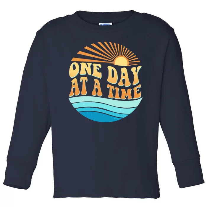 Retro 1960s 70s One Day At A Time Mental Health Awareness Toddler Long Sleeve Shirt