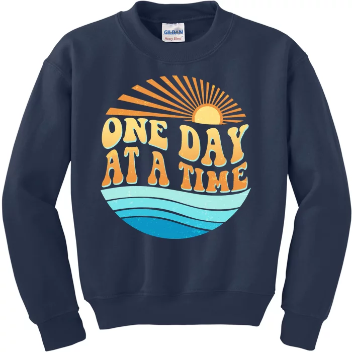 Retro 1960s 70s One Day At A Time Mental Health Awareness Kids Sweatshirt