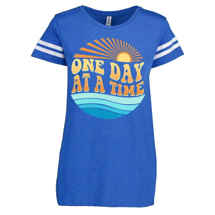 Retro 1960s 70s One Day At A Time Mental Health Awareness Enza Ladies Jersey Football T-Shirt