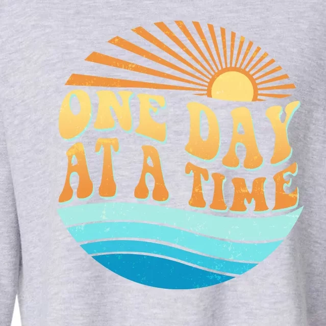 Retro 1960s 70s One Day At A Time Mental Health Awareness Cropped Pullover Crew