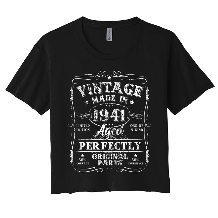 Retro 1941 82nd Birthday Decorations 82 Years Old Women's Crop Top Tee