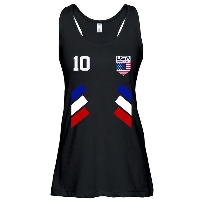 Retro 10 American Football USA Soccer Flag Ladies Essential Flowy Tank