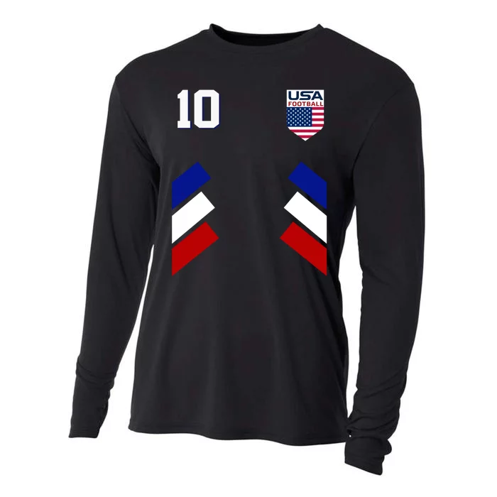 Retro 10 American Football USA Soccer Flag Cooling Performance Long Sleeve Crew