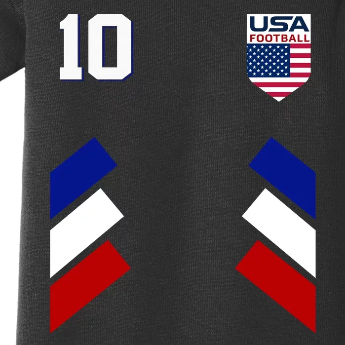 Retro 10 American Football USA Soccer Flag Baby Bodysuit