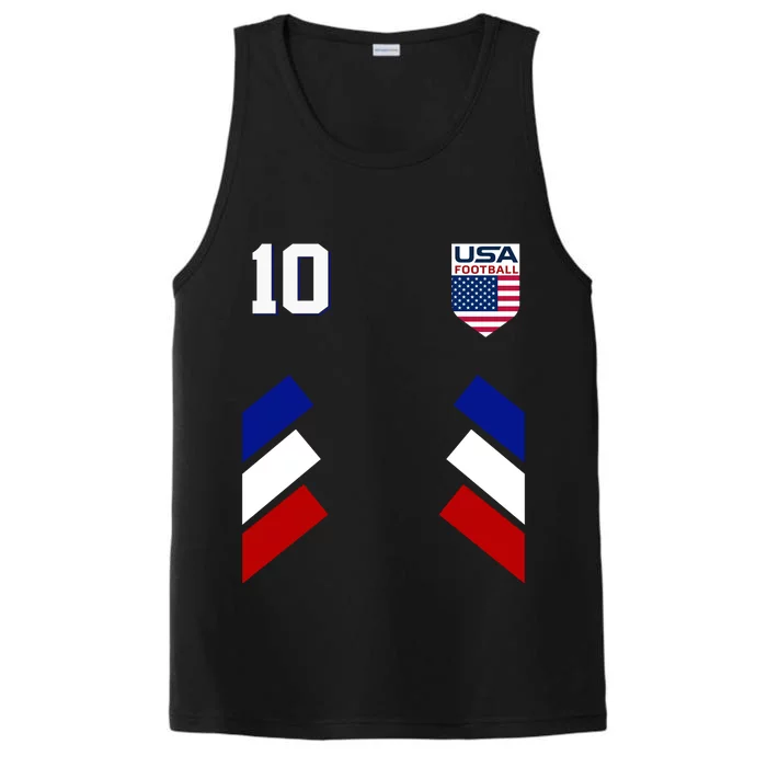 Retro 10 American Football USA Soccer Flag Performance Tank