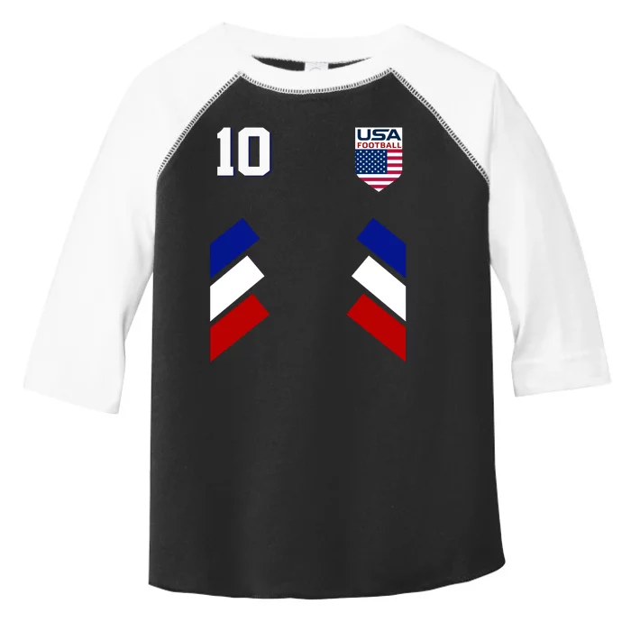 Retro 10 American Football USA Soccer Flag Toddler Fine Jersey T-Shirt