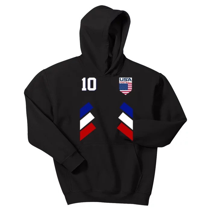 Retro 10 American Football USA Soccer Flag Kids Hoodie