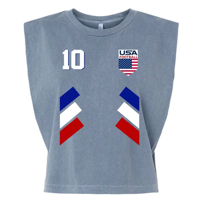 Retro 10 American Football USA Soccer Flag Garment-Dyed Women's Muscle Tee