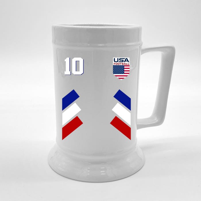 Retro 10 American Football USA Soccer Flag Front & Back Beer Stein