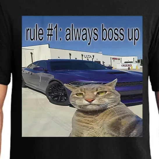 Rule 1 Always Boss Up Funny Cat Meme Pajama Set