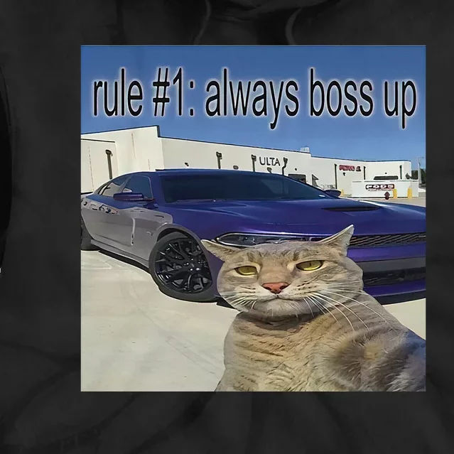 Rule 1 Always Boss Up Funny Cat Meme Tie Dye Hoodie