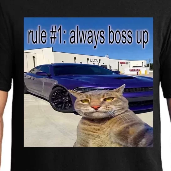 Rule # 1 Always Boss Up Funny Cat Meme Pajama Set