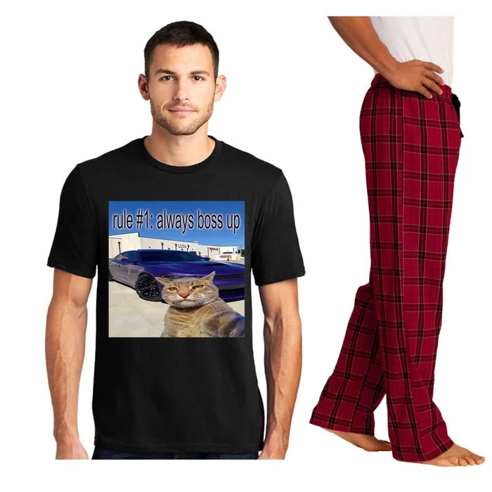 Rule # 1 Always Boss Up Funny Cat Meme Pajama Set