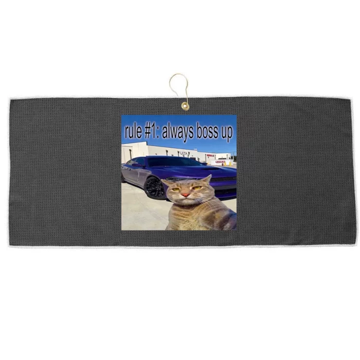 Rule # 1 Always Boss Up Funny Cat Meme Large Microfiber Waffle Golf Towel