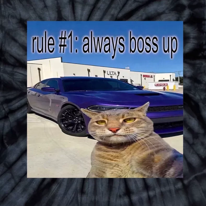 Rule # 1 Always Boss Up Funny Cat Meme Tie-Dye T-Shirt