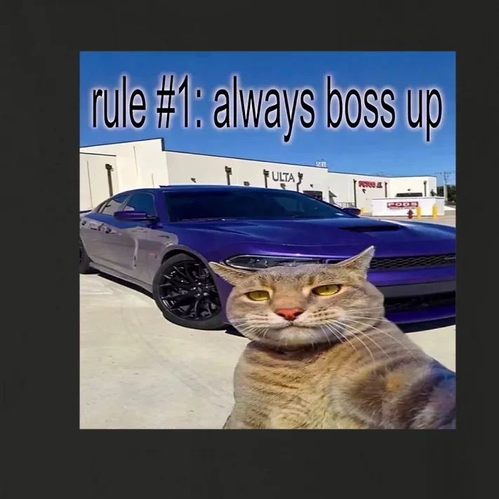 Rule # 1 Always Boss Up Funny Cat Meme Toddler Long Sleeve Shirt