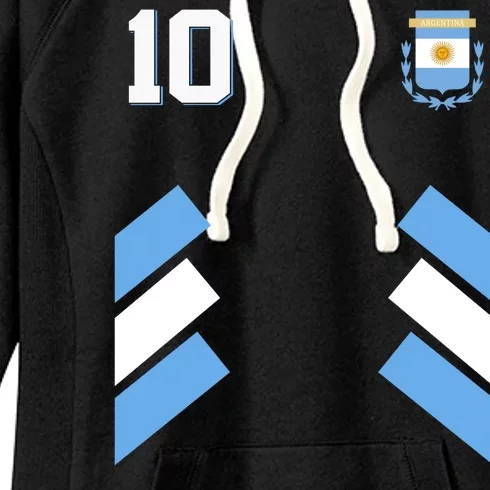 Retro 10 Argentina Jersey Argentinian Soccer Flag Women's Fleece Hoodie