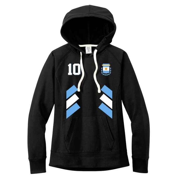 Retro 10 Argentina Jersey Argentinian Soccer Flag Women's Fleece Hoodie