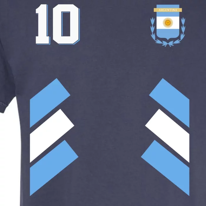 Retro 10 Argentina Jersey Argentinian Soccer Flag Garment-Dyed Heavyweight T-Shirt