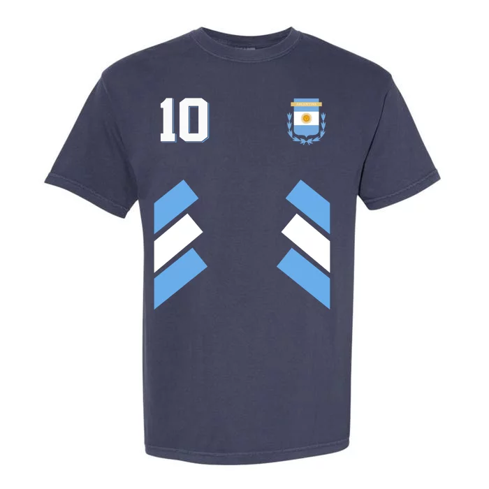 Retro 10 Argentina Jersey Argentinian Soccer Flag Garment-Dyed Heavyweight T-Shirt