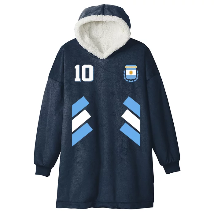 Retro 10 Argentina Jersey Argentinian Soccer Flag Hooded Wearable Blanket