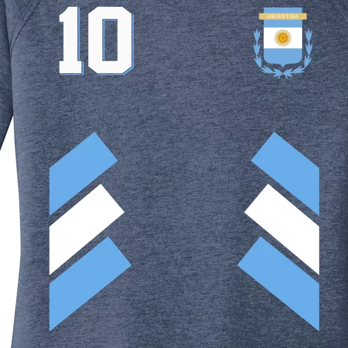 Retro 10 Argentina Jersey Argentinian Soccer Flag Women's Perfect Tri Tunic Long Sleeve Shirt