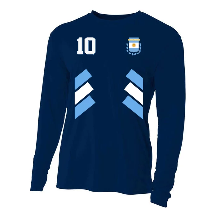 Retro 10 Argentina Jersey Argentinian Soccer Flag Cooling Performance Long Sleeve Crew