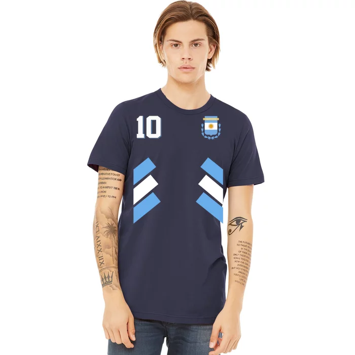 Retro 10 Argentina Jersey Argentinian Soccer Flag Premium T-Shirt