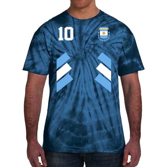 Retro 10 Argentina Jersey Argentinian Soccer Flag Tie-Dye T-Shirt