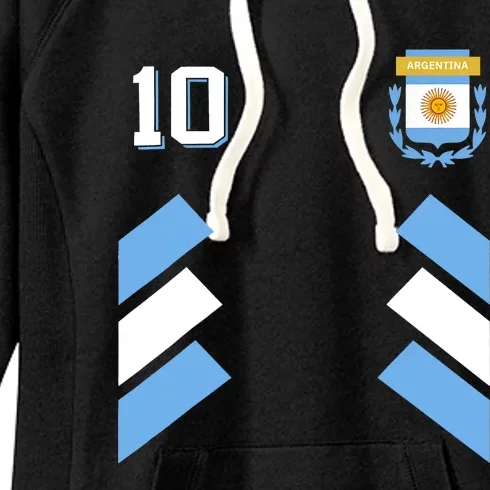 Retro 10 Argentina Football Argentinian Soccer Argentina Flag Women's Fleece Hoodie