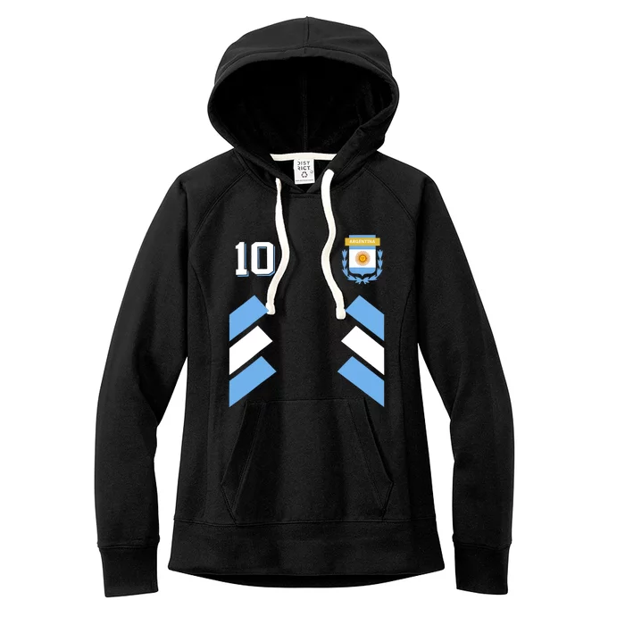 Retro 10 Argentina Football Argentinian Soccer Argentina Flag Women's Fleece Hoodie