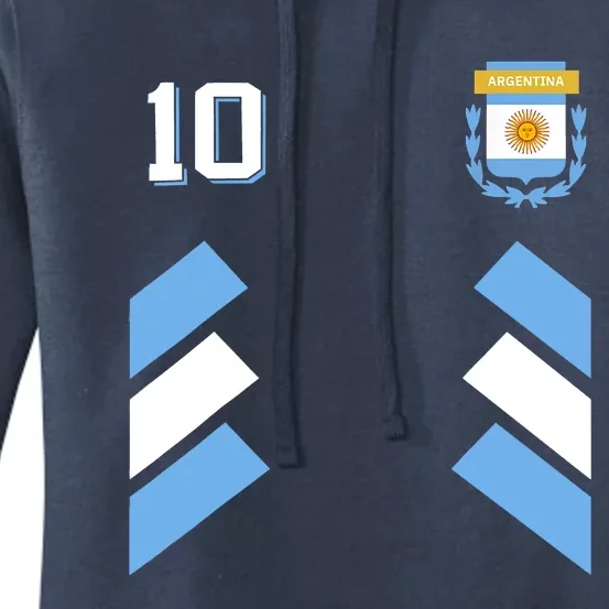 Retro 10 Argentina Football Argentinian Soccer Argentina Flag Women's Pullover Hoodie