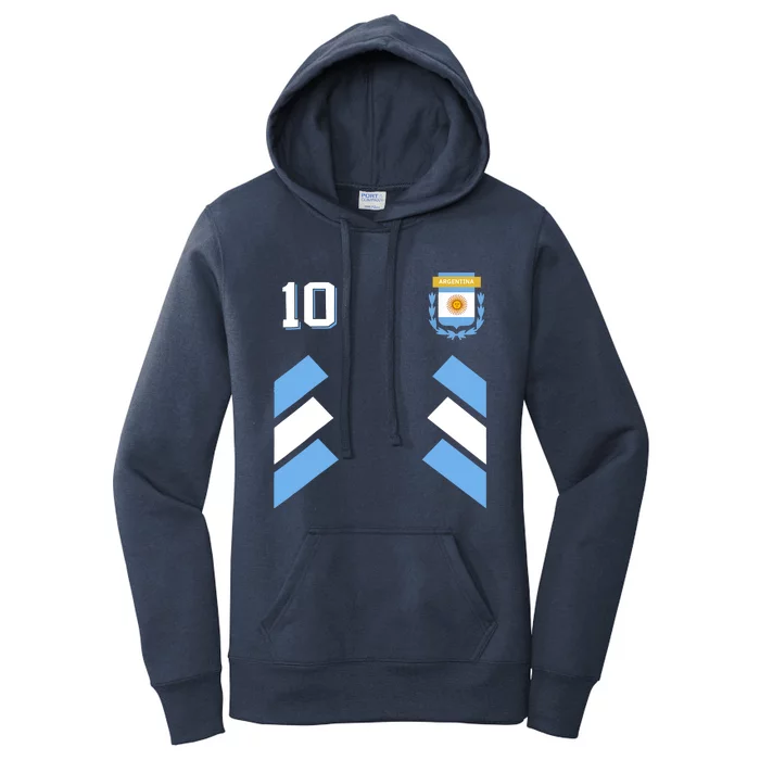 Retro 10 Argentina Football Argentinian Soccer Argentina Flag Women's Pullover Hoodie