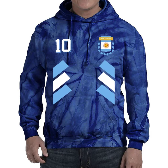 Retro 10 Argentina Football Argentinian Soccer Argentina Flag Tie Dye Hoodie