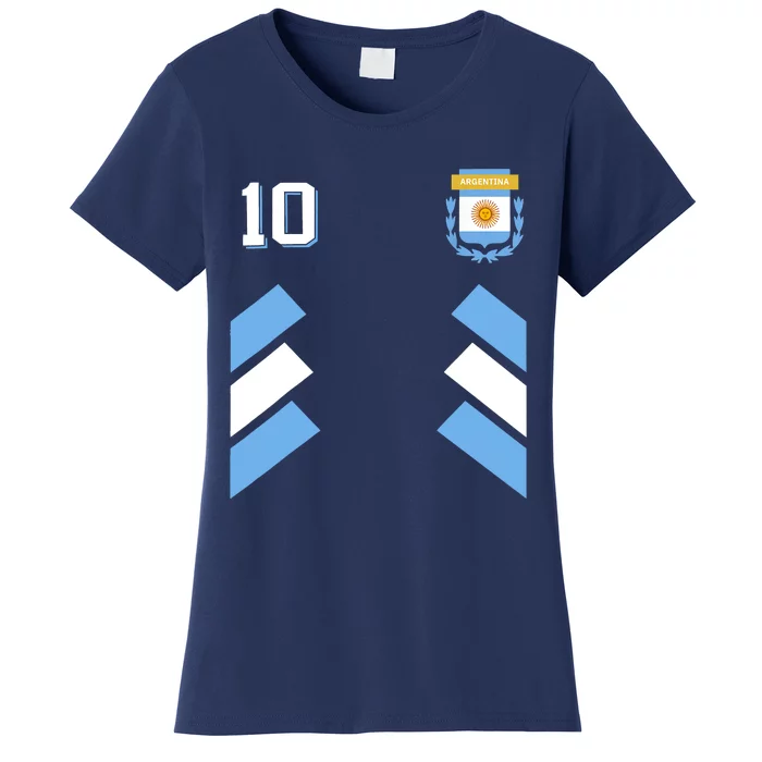 Retro 10 Argentina Football Argentinian Soccer Argentina Flag Women's T-Shirt