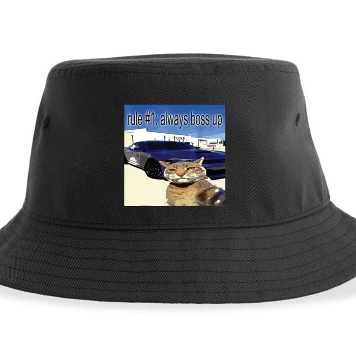 Rule 1 Always Boss Up Funny Cat Oddly Specific Dank Meme Sustainable Bucket Hat