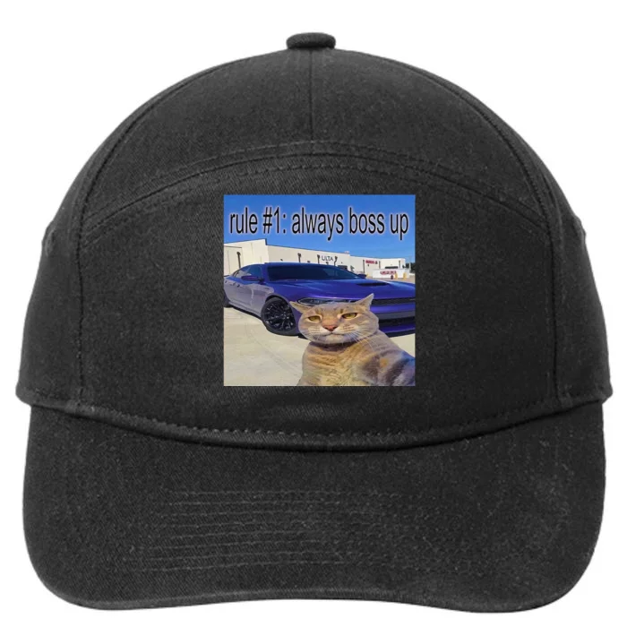 Rule 1 Always Boss Up Funny Cat Meme 7-Panel Snapback Hat