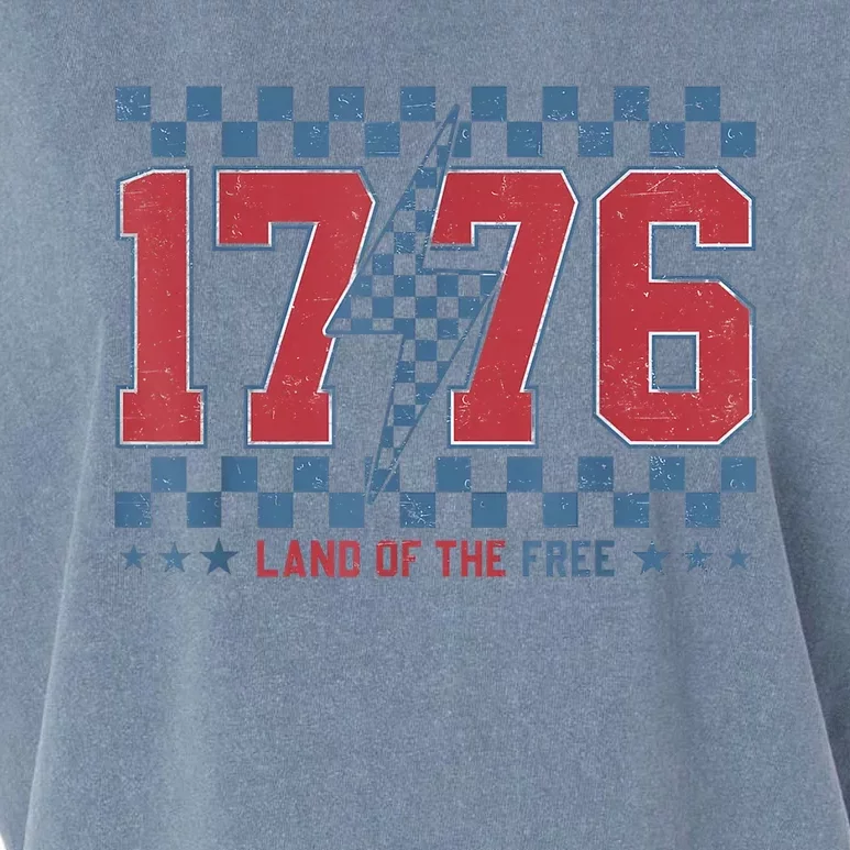 Retro 1776 America 4th Of July Usa Flag Fourth Of July Garment-Dyed Women's Muscle Tee