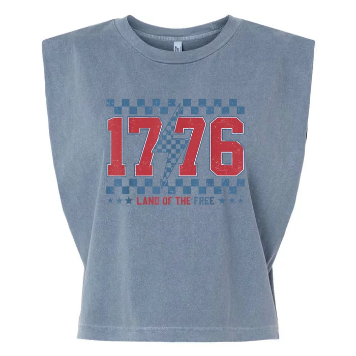 Retro 1776 America 4th Of July Usa Flag Fourth Of July Garment-Dyed Women's Muscle Tee