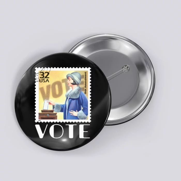 Retro 19th Amendment Stamp Women Rights Vote Button