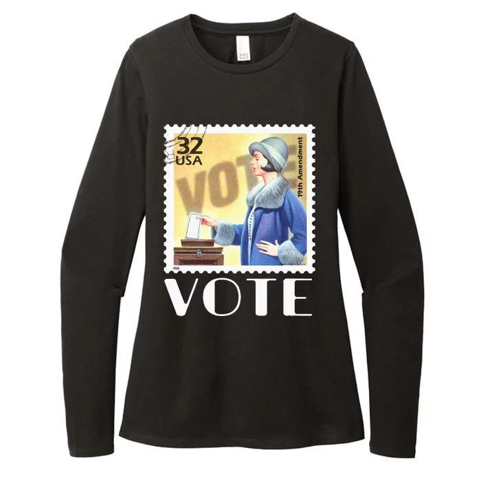 Retro 19th Amendment Stamp Women Rights Vote Womens CVC Long Sleeve Shirt