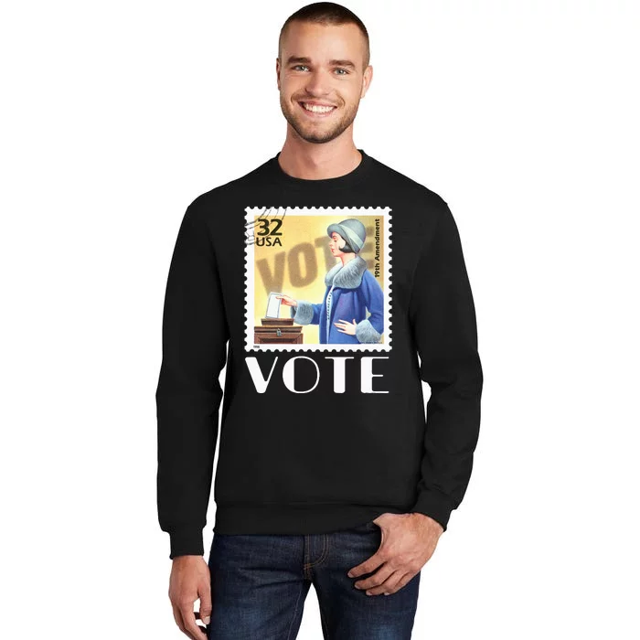 Retro 19th Amendment Stamp Women Rights Vote Tall Sweatshirt