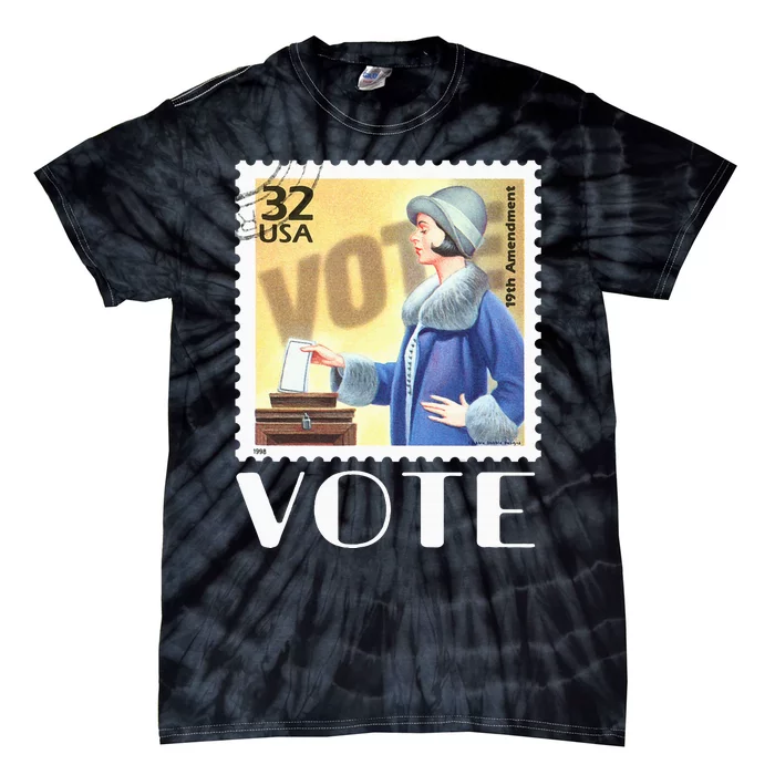 Retro 19th Amendment Stamp Women Rights Vote Tie-Dye T-Shirt