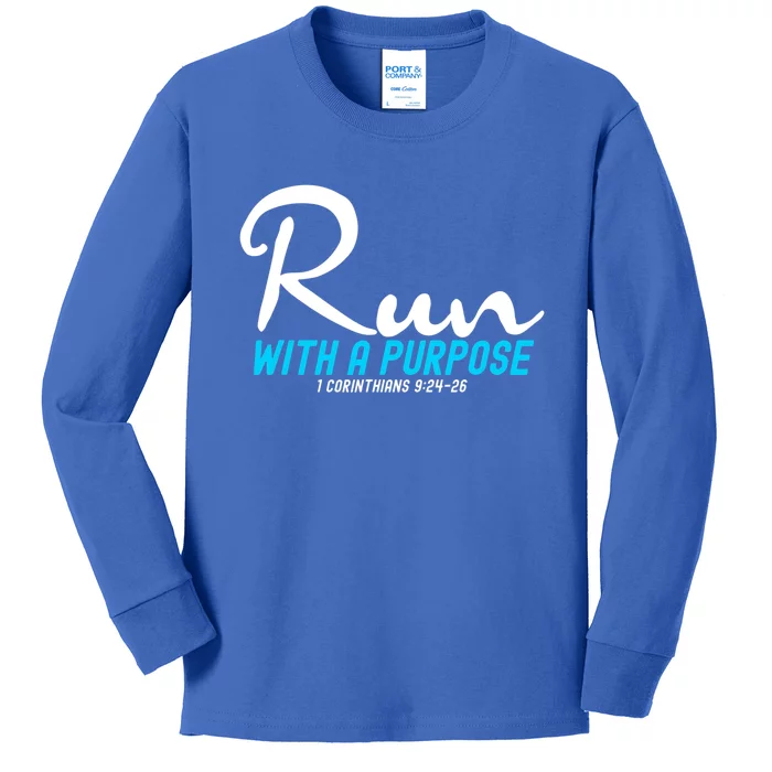 Retro 1 Corinthians 924 26 Run With A Purpose Kids Long Sleeve Shirt