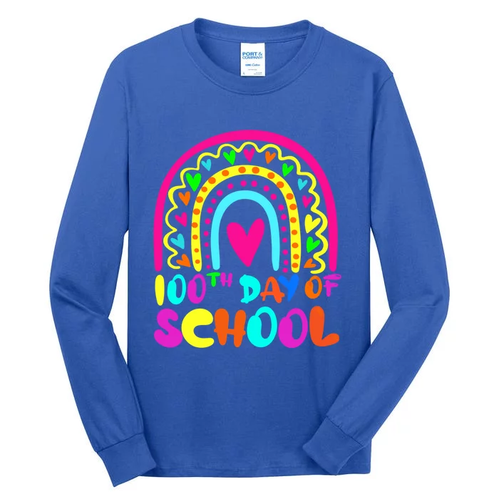 Rainbow 100 Days Of School 100th Day Of School Gift Tall Long Sleeve T-Shirt